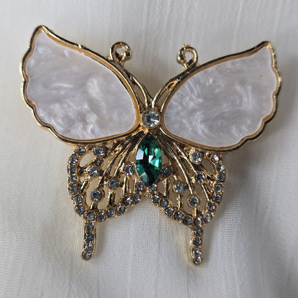 Gold and Green Butterfly Brooch